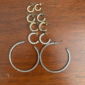 Elegant Gold and Silver Hoop Earrings Set